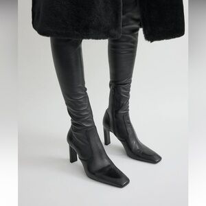 NEW TOTEME Nappa over-the-knee boots black sock leather 38 SOLD OUT